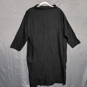 Vintage I Magnin Dress Womens Large Black Wool Mock Neck Shift 3/4 Sleeve Midi